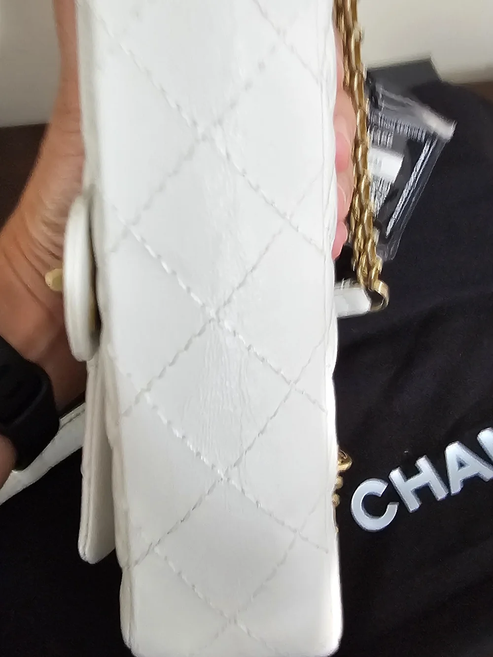 CHANEL Reissue White Quilted Mini Waist Bag with Gold-Tone Turn Lock AUTHENTIC